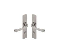 Vachette Muze - Set di maniglie per porta su piccola piastra - Versione Cle L porta cucina/soggiorno, interasse 165 mm - Sistema di posa facile - in Zamak resistente - Finitura platino- Garanzia 10