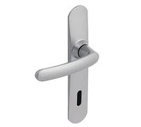 Vachette Set di maniglie per porta su grande piastra SLIM - Versione chiave I per porta d'ingresso - interasse 195 mm - Sistema di posa facile - Garanzia 10 anni - Zamak Resistente, finitura cromata