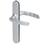 Vachette Set di maniglie per porta su grande piastra SLIM - Versione condanna per bagno, WC, interasse 195 mm, sistema di posa facile - Garanzia 10 anni - Zamak resistente, finitura cromata satinata