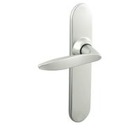 Vachette TWIST - Set di maniglie per porta su piastra grande, versione chiave I per porta d'ingresso, interasse 195 mm, in Zamak resistente, finitura cromata vellutata, sistema di posa facile