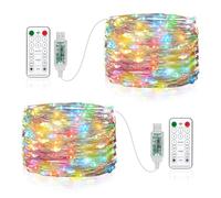 Vacoulery Catena Luminosa 100 LED 10M 8 Modalità, USB Luci a Stringa Timer con Telecomando Filo di Rame Luci Led Stringa Luci Per Feste, Natale, Decorazioni Interne ed Esterne - 2 Pezzi