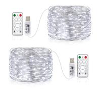 Vacoulery Catena Luminosa 100 LED 10M 8 Modalità, USB Luci a Stringa Timer con Telecomando Filo di Rame Luci Led Stringa Luci Per Feste, Natale, Decorazioni Interne ed Esterne - 2 Pezzi