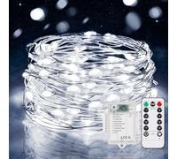 Vacoulery Led Stringa Luci a Batteria, 5M 50 LEDs 8 Modalità Lucine Led Decorative IP65 Impermeabile con Telecomando, Timer e Dimmer per Interni e Esterni, Natale, Matrimonio (1 Pezzi, Bianco Freddo)