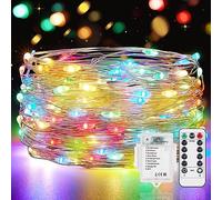 Vacoulery Luci Led a Batteria, 1 Pezzi 10M 100LEDs 8 Modalità Lucine Led Decorative IP65 Impermeabile con Telecomando, Timer e Dimmer per Interni e Esterni, Natale, Feste, Matrimonio (Multicolore)