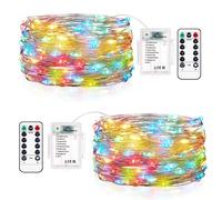 Vacoulery Luci Led a Batteria, 2 Pezzi 10M 100LEDs 8 Modalità Lucine Led Decorative Lucine Fata Luci per Natale Matrimonio Decorative Festa Interno Natalizie Letto Camera (Multicolore)