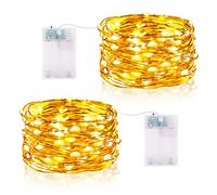 Vacoulery Luci LED a Batteria, 5M 50 LEDs Catene Luminose Luci a Stringa Micro LED Fata Ghirlanda Luminosa Impermeabile Decorative per Interni Esterni, Casa, Natale, DIY, Feste (2pcs, Bianco caldo)