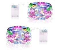 Vacoulery Luci LED a Batteria, 5M 50 LEDs Catene Luminose Luci a Stringa Micro LED Fata Ghirlanda Luminosa Impermeabile Decorative per Interni Esterni, Casa, Natale, DIY, Feste (2pcs, Multicolore)