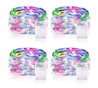 Vacoulery Luci LED a Batteria, 5M 50 LEDs Catene Luminose Luci a Stringa Micro LED Fata Ghirlanda Luminosa Impermeabile Decorative per Interni Esterni, Casa, Natale, DIY, Feste (4pcs, Multicolore)