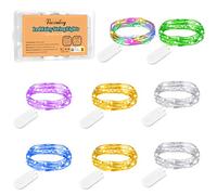 Vacoulery Luci Led a Batteria, 8 Pezzi 2M 20 LED Impermeabile Catena Luminos Decorativa Multicolore Ghirlanda Luminosa Lucine per Bottiglie Fai da te, Feste, Giardino, Natale, Matrimonio (6 Colori)