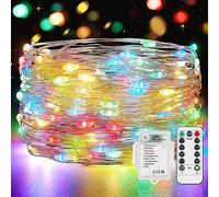 Vacoulery Lucine LED Decorative a Batteria 1 Pezzo 12M 12 LED Lucine LED Decorative 8 Modalità Luci LED a Batteria con Timer e Telecomando per Camera Natale Interni Esterni(Colorato)