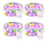 Vacoulery Lucine Led Decorative a Batteria 3 Metri 9.85FT 30LED Luci Stringa Led a Batteria Ghirlanda Luminosa Interni Esterni per Natale Casa Feste (4 Pezzi, Colorato)