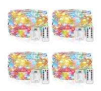 Vacoulery Lucine Led Decorative a Batteria, 5M 50 LEDs 8 Modalità Luci Led IP65 Impermeabile con Telecomando, Timer e Dimmer per Interni e Esterni, Natale, Feste, Camera (4 Pezzi, Multicolore)