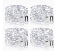 Vacoulery Lucine Led Decorative a Batteria, 5M 50 LEDs 8 Modalità Luci Led IP65 Impermeabile con Telecomando, Timer e Dimmer per Interni e Esterni, Natale, Feste, Camera (4 Pezzi, Bianco Freddo)