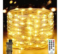 Vacoulery Stringa Luci LED, 15M 150LEDs Impermeabile, 8 Modalità con Telecomando, Luci Fatate per Natale, Halloween, Matrimonio, Feste, Decorazioni Interne ed Esterne Bianco Caldo