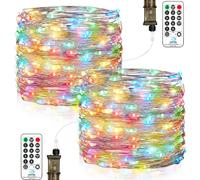 Vacoulery Stringa Luci LED, 23M 200 LEDs Lucine led Decorative 8 Modalità Impermeabile con EU Spina, Telecomando, Timer e Dimmer per Interni e Esterni, Natale, Feste (2 Pezzi, Multicolore)