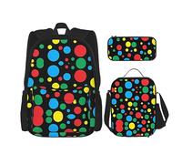 vacsAX Alien Smoke - Zaino impermeabile leggero (set da 3 pezzi) con borsa per il pranzo, astuccio per ufficio e scuola, Twister Polka Dots, Taglia unica