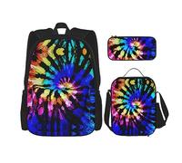 vacsAX Alien Smoke - Zaino impermeabile leggero (set da 3 pezzi) con borsa per il pranzo, astuccio per ufficio e scuola, Tintura a nodo., Taglia unica