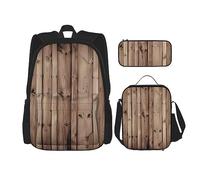 vacsAX Alien Smoke - Zaino impermeabile leggero (set da 3 pezzi) con borsa per il pranzo, astuccio per ufficio e scuola, Grana del legno., Taglia unica
