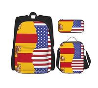 vacsAX Animal Rhino Zaino impermeabile leggero (set da 3 pezzi) con borsa per il pranzo, astuccio per ufficio e scuola, Bandiera della Spagna americana, Taglia unica
