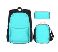 vacsAX Animal Rhino Zaino impermeabile leggero (set da 3 pezzi) con borsa per il pranzo, astuccio per ufficio e scuola, Blu ottanio, Taglia unica