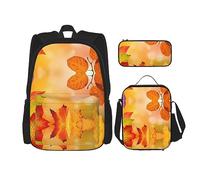 vacsAX Beauty Daisy - Zaino impermeabile leggero (set da 3 pezzi) con borsa per il pranzo, astuccio per ufficio e scuola, Autunno., Taglia unica