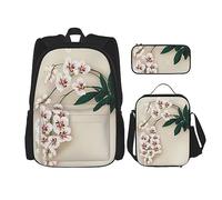 vacsAX Beauty Daisy - Zaino impermeabile leggero (set da 3 pezzi) con borsa per il pranzo, astuccio per ufficio e scuola, Orchidea Bell, Taglia unica