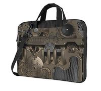 VACSAX Borsa a tracolla per computer portatile Steampunk Ingranaggi meccanici Stampa Borse per computer, Nero , 14 inch