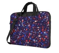 VACSAX Borsa per computer portatile Valigetta per computer portatile Red Blue Stars American Print Laptop Case Business Office Work Computer Bag, Nero , 15.6 inch