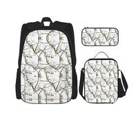 vacsAX Constellation Star Clusters Galaxies, zaino leggero e impermeabile (set da 3 pezzi) con borsa per il pranzo, astuccio per ufficio e scuola, Bianco Albero Camo, Taglia unica
