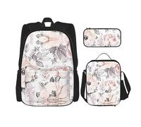 vacsAX Constellation Star Clusters Galaxies, zaino leggero e impermeabile (set da 3 pezzi) con borsa per il pranzo, astuccio per ufficio e scuola, Motivo floreale ad acquerello., Taglia unica