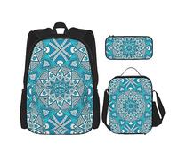 vacsAX Constellation Star Clusters Galaxies, zaino leggero e impermeabile (set da 3 pezzi) con borsa per il pranzo, astuccio per ufficio e scuola, Fiori Mandala Vintage, Taglia unica
