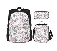 vacsAX Elegante zaino impermeabile con delfino (set da 3 pezzi) con borsa per il pranzo, astuccio per ufficio e scuola, Rosa antichizzata., Taglia unica