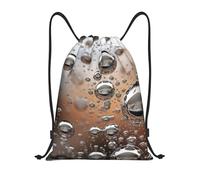 VACSAX Gocce d'acqua su vetro stampa coulisse borsa zaino impermeabile borsa casual durevole stringa borsa sport palestra sacco per uomo donna, Nero , S