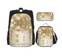 vacsAX Gotico Happy Halloween zaino impermeabile leggero (set da 3 pezzi) con borsa per il pranzo, astuccio per ufficio scuola, Natale in seta dorata, Taglia unica, moderno