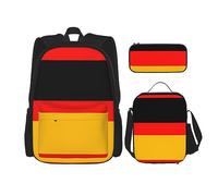 vacsAX Gotico Happy Halloween zaino impermeabile leggero (set da 3 pezzi) con borsa per il pranzo, astuccio per ufficio scuola, Bandiera della Germania., Taglia unica