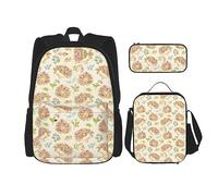 vacsAX Gotico Happy Halloween zaino impermeabile leggero (set da 3 pezzi) con borsa per il pranzo, astuccio per ufficio scuola, Ricci floreali, Taglia unica