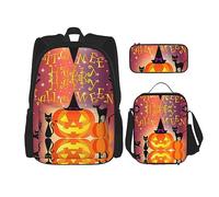 vacsAX Helm of awe - Zaino impermeabile leggero (set da 3 pezzi) con borsa per il pranzo, astuccio per ufficio e scuola, Buon giorno di Halloween., Taglia unica