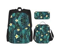 vacsAX Helm of awe - Zaino impermeabile leggero (set da 3 pezzi) con borsa per il pranzo, astuccio per ufficio e scuola, Hawaiian, Taglia unica