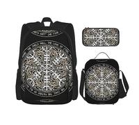 vacsAX Helm of awe - Zaino impermeabile leggero (set da 3 pezzi) con borsa per il pranzo, astuccio per ufficio e scuola, Elmo di Awe, Taglia unica