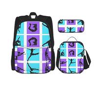 vacsAX Isola con spiaggia di sabbia e palme zaino leggero impermeabile (set da 3 pezzi) con borsa per il pranzo, astuccio per ufficio scuola, Gioco da ginnastica., Taglia unica