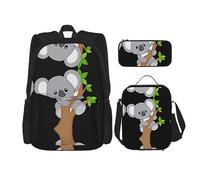 vacsAX Little Ballerina Dancing Girl Zaino impermeabile leggero (set da 3 pezzi) con borsa per il pranzo, astuccio per ufficio scuola, Abbracciare albero Koala, Taglia unica