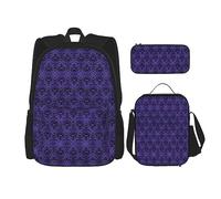 vacsAX Pawful Paws - Zaino leggero impermeabile (set da 3 pezzi) con borsa per il pranzo, astuccio per ufficio e scuola, Sciame Fantasma, Taglia unica