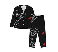 vacsAX Set pigiama da donna accogliente e traspirante, rilassati con stile con colletto classico e cintura elastica Happy Halloween Day, Bulldog francese, S