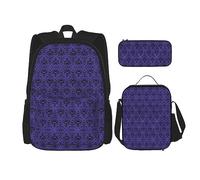 vacsAX Zainetto impermeabile leggero blu con farfalle stellate (set da 3 pezzi) con borsa per il pranzo, astuccio per ufficio e scuola, Sciame Fantasma, Taglia unica