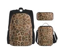 vacsAX Zainetto impermeabile leggero blu con stelle brillanti (set da 3 pezzi) con borsa per il pranzo, astuccio per ufficio e scuola, Pietra di Petoskey, Taglia unica