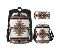 vacsAX Zainetto impermeabile leggero blu con stelle brillanti (set da 3 pezzi) con borsa per il pranzo, astuccio per ufficio e scuola, Aborigeni, Taglia unica