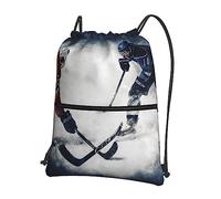 VACSAX Zaino con coulisse, impermeabile, borsa da hockey su ghiaccio, stampa artistica, sacca da palestra, Nero , Taglia unica