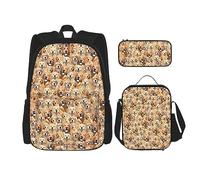 vacsAX Zaino impermeabile leggero con motivo cane maltese (set da 3 pezzi) con borsa per il pranzo, astuccio per ufficio e scuola, Labrador Retriever Cani, Taglia unica