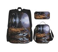 vacsAX Zaino impermeabile leggero con scritta "Blessed to be Callled Sunflower", set da 3 pezzi, con borsa per il pranzo, astuccio per ufficio e scuola, Cervo di bellezza, Taglia unica