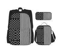 vacsAX Zaino impermeabile leggero con scritta "Blessed to be Callled Sunflower", set da 3 pezzi, con borsa per il pranzo, astuccio per ufficio e scuola, Bandiera in bianco e nero, Taglia unica